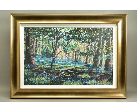 TIMMY MALLETT (BRITISH CONTEMPORARY) 'BLUEBELL SHADOWS', a signed limited edition print on canvas 95/195, signed verso with c