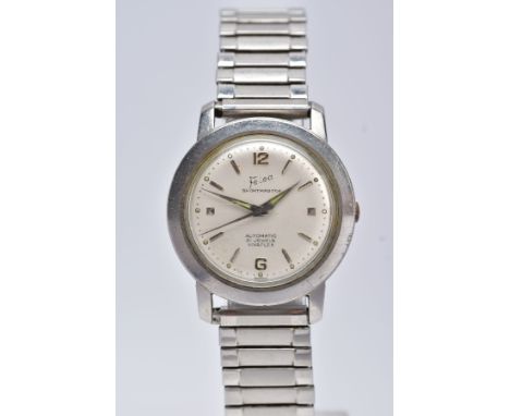 A GENTS 'FELCA SPORTSMASTER' WRISTWATCH, round silver dial signed 'Felca Sports master, automatic', Arabic twelve and six wit