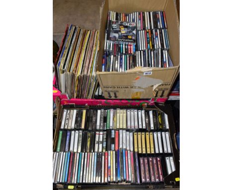 FIVE BOXES OF DVD'S, CD'S, VINYL, LP'S, TAPES, ETC, including DVD: The Da Vinci Code', 'Coco Before Chanel', 'Frozen', 'The F