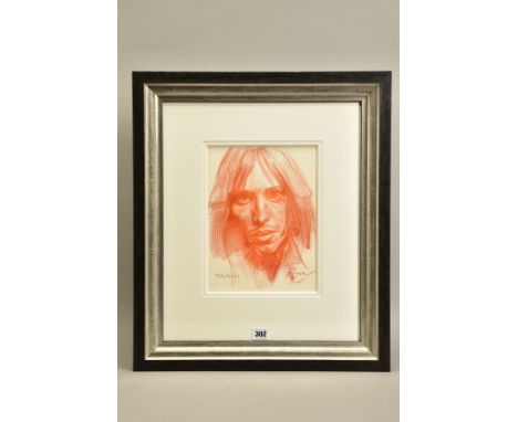 ZINSKY (BRITISH CONTEMPORARY) 'TOM PETTY' a portrait of the American rock star, signed and titled to bottom corners, sepia pe