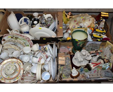 SIX BOXES AND LOOSE OF ASSORTED CERAMICS, including Beswick 1068 Palm Tree jug, Prinknash tankard, Myott part dessert service