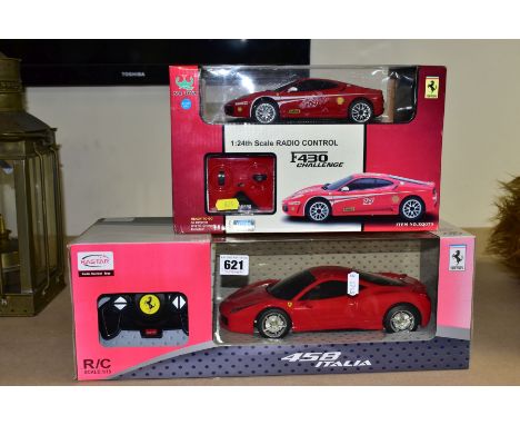 A RASTAR FERRARI 458 ITALIA 1/18 SCALE RADIO CONTROL CAR, together with a XIN QIANG Ferrari F430 Challenge 1/24 scale radio c