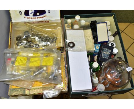 THREE SMALL BOXES OF SMALL TOOLS, BEARINGS AND DENTAL EQUIPMENT, including drill bits and parts, boxed Dr.William's Submarine