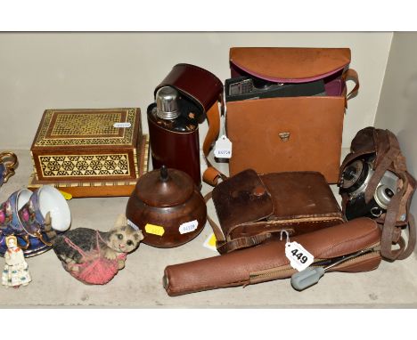 VARIOUS SUNDRY ITEMS, CONTINENTAL LUSTRE COFFEE SET, ETC, to include  a Veleon tripod in carry case, a distressed Coronet Clu