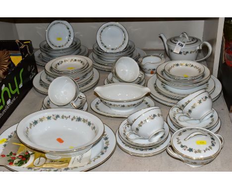 NORITAKE 'GOLD VINE' DINNERWARES, comprising eight dessert bowls, eight breakfast bowls, eight breakfast plates, eight dinner