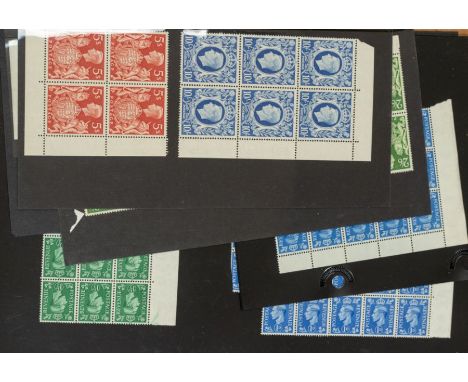 GB - KGVI Mint Block collection , Main features are the 1937 Coronation with the Colon flaw ( R 10/1 ) upper left . cv £ 70 1