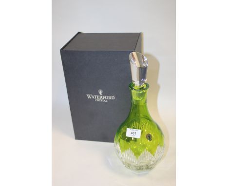 A BOXED WATERFORD CRYSTAL MIXOLOGY LIME GREEN DECANTER 