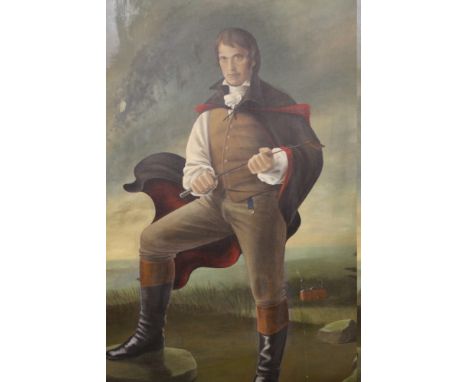 PAUL F WORKMAN (XX). A portrait study of a country squire before a stormy landscape and manor house, signed and dated 1999 lo