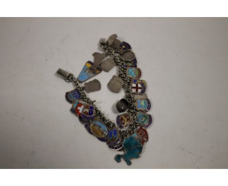 A SILVER AND ENAMEL CHARM BRACELET STAMPED STERLING SILVER 