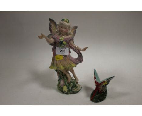 A CARLTONWARE PIXIE FIGURE WITH GOLD BACKSTAMP, TOGETHER WITH A DEVON WARE FAIRY FIGURE (2) 