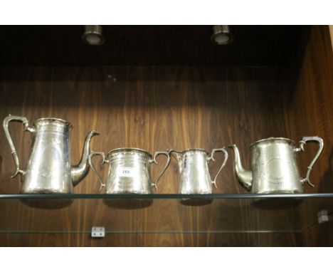 A SILVER PLATED FOUR PIECE TEA SERVICE