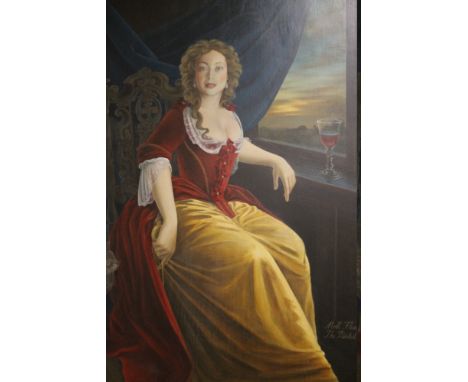 PAUL F WORKMAN (XX). A portrait study of Moll Flanders 'The Painted Lady', signed and dated 1999 lower left, oil on board, fr