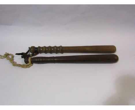 Two truncheons including ring handled example