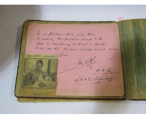A commonplace album Circa 1917-1930, containing several WWI related pen, ink and wash drawings, including a pen, ink and wate