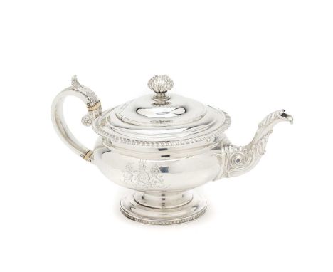 THE KING'S PRIZE TO THE ROYAL COMPANY OF ARCHERS, GAINED BY CAPTAIN ROBERT HAY  ◉ :A GEORGE IV SILVER TEAPOT, JAMES MCKAY, ED