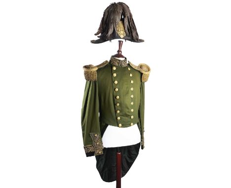 THE UNIFORM OF LIEUTENANT COLONEL WARRENDER, ROYAL COMPANY OF ARCHERS  of dark green cloth, double breasted with embroidered 
