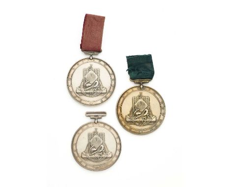 THREE ROYAL BRITISH BOWMEN MEDALS AWARDED TO FRANCES AND MARY LEIGHTON, DATED 1856-7 each medal depicting on the front a trop