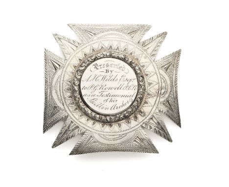 A MEDAL PRESENTED BY THE ARCHITECT A.H.WILDS TO P.G. ROWELL FOR 'SKILL IN ARCHERY', 19TH CENTURY of white-metal, formed in th