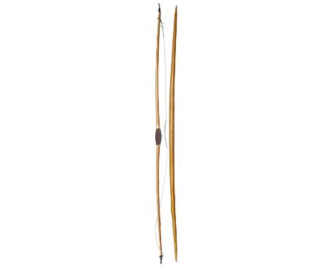 A REPLICA MARY ROSE LONGBOW, AND A FURTHER BOW, BOTH BY JOHN CAVE, LUDLOW  the replica made of yew and of very robust constru
