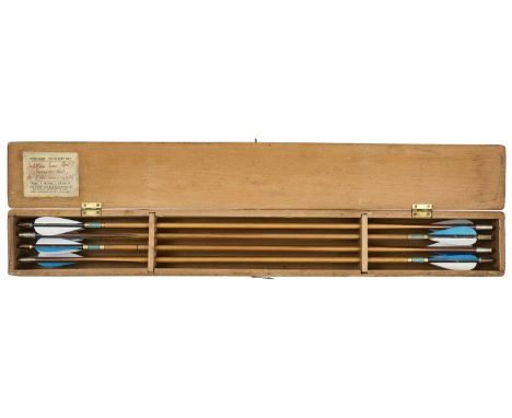 THE CASED ARROW SET OF AGNES NEVE, KENT, EARLY 20TH CENTURY  comprising twelve matched Purle arrows, each numbered and signed