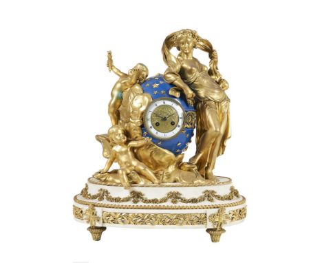 A French mantel clock, Vincenti &amp; Cie, late 19th century, with eight day bell striking movement stamped with Medaille D'a