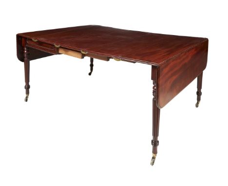 A Regency mahogany extending dining table, circa 1820, in the manner of Wilkinson &amp; Sons, with three additional leaf inse