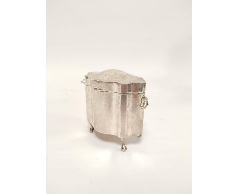 Silver caddy of shaped straight sided oval form by  Blankensee &amp; Co. Chester 1910. 162g. 5oz. 