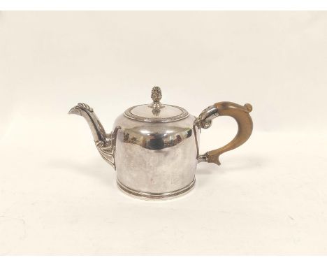 Old Sheffield plated teapot of domed shape. C1790.Condition report: Very good condition. Some bleeding on edges, original woo