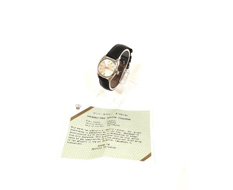 Gents Rolex Oyster precision watch, manual in stainless steel, 37mm including button on strap (with docket model 6425/0)Condi
