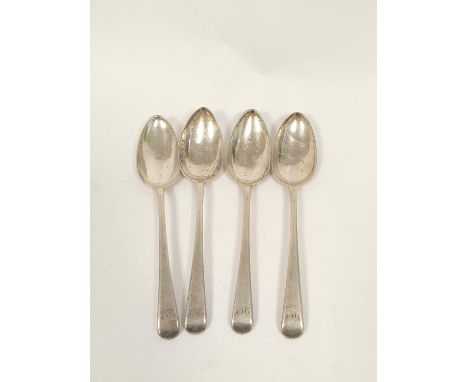 York, four silver dessert spoons, initialled, by R. Eattle 1807, 55g, 5½ oz.Condition report:Have been used but not abused. S