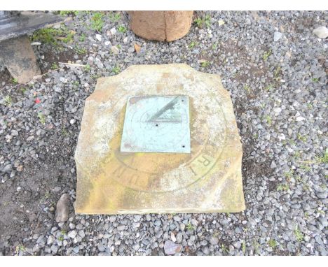 Small antique stone sun dial (no column), 38cm and a stone planter. 