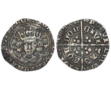 Richard III silver groat of London, Type 3, reads RICARD, mm. Sun and rose 2, Spink 2157, with an old ticket, probably a litt