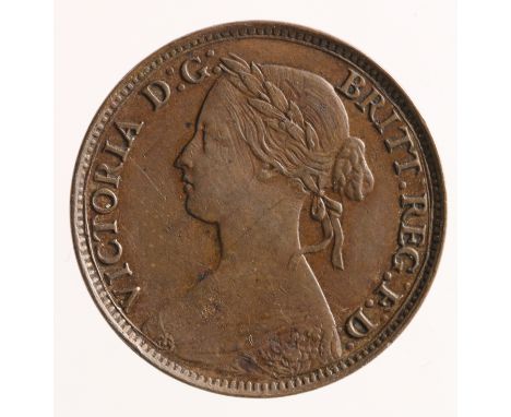 Farthing 1860 Toothed Border/Beaded Border mule Freeman 498 dies 2+A Near VF with some light scuffs and a thin scratch on the
