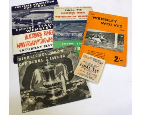 FA Cup Final 1960 selection, Programme with song sheet and match ticket Wolverhampton Players Brochure and Record issued by P