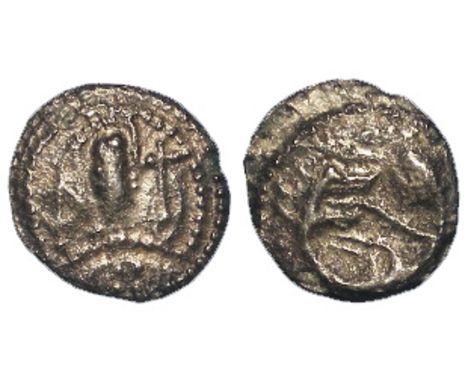 Anglo-Saxon silver sceat, Secondary Phase c.710-c.760, Series K, Type 32a, Bust right with cross before, supported by hand / 