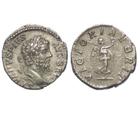 Septimius Severus, silver denarius, Rome Mint 210 A.D., reverse reads:- VICTORIAE BRIT, Victory advancing right holding wreat