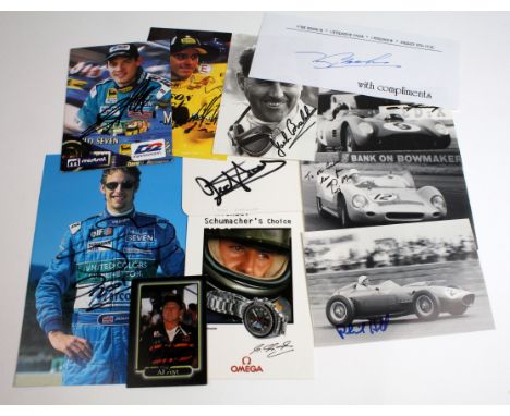 Motor Racing Formula 1 - excellent selection of signed cards 1950's onwards of famous Grand Prix drivers include Brabham, Bro