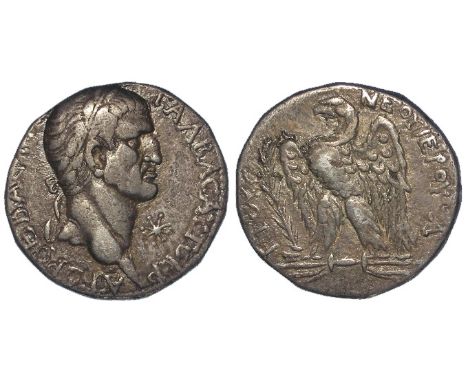 Galba 68-69 A.D., silver tetradrachm of Antioch, obverse:- Laureate bust right, star before, reverse:- Eagle to left, wings o