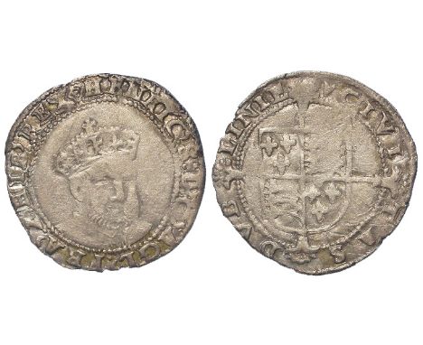 Ireland. Henry VIII Silver Sixpence. Posthumous issue. (1547 - c.1550) Dublin Mint. Type IV. MM. Harp. Obverse: small bust fa