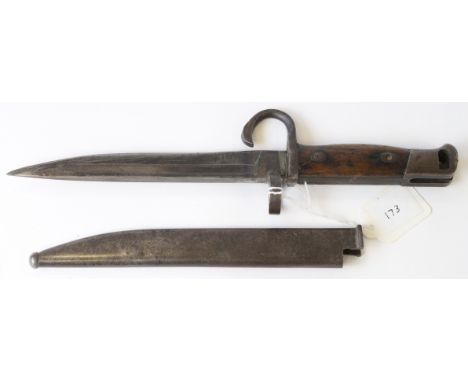 Fighting knife bayonet, unusual item made from Japanese bayonet shortened with large muzzle ring fitted, needs researching, w