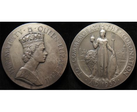 British Commemorative Medallion, silver d.76mm: Coronation of Queen Elizabeth II 1953 by E. Fey, see Eimer 2084 (and 2045 rev