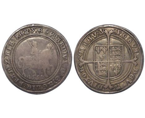 Halfcrown Edward VI Walking Horse with plume S.2479 mintmark y portrait VF legends bold Fine