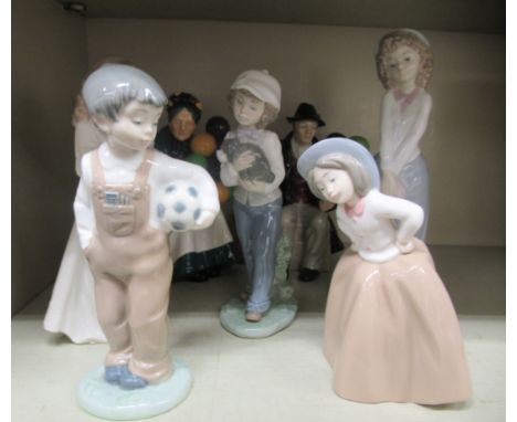 Five Nao porcelain figures, a Leonardo Collection porcelain figure; and one Royal Doulton 'The Old Balloon Seller'&nbsp; HN13