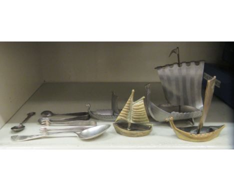 Metalware: to include a brass model of a Viking boat&nbsp; 6"h 