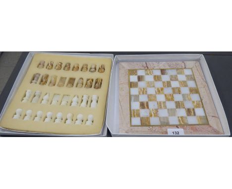 An onyx chess set&nbsp; the board 9.5"sq&nbsp; 