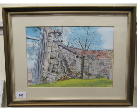 Bonnie Hughey - 'Priory Gate'&nbsp; watercolour&nbsp; bears a signature&nbsp; 8" x 12"&nbsp; framed 
