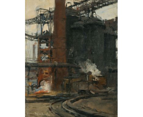 LEONHARD SANDROCK Neumarkt/Schlesien 1867 - 1945 Berlin: Hüttenwerk, vermutlich Oberhausen. Oel auf Leinwand. Vgl. Vorläufige