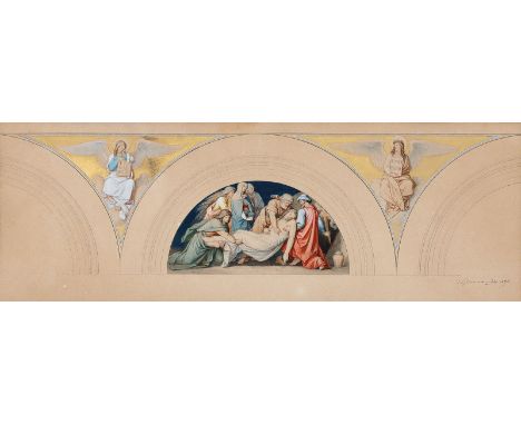 CARL GOTTFRIED PFANNSCHMIDT   Mühlhausen/Thüringen 1819 - 1887 Berlin: Grablegung Christi, daneben rechts und links je ein En
