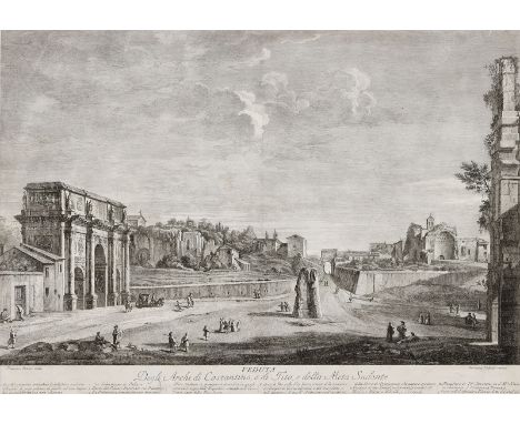 GIOVANNI VOLPATO   Bassano del Grappa 1735 - 1803 Rom: Veduta Degli Archi di Constantino, e di Tito, e della Meta Sudante. An
