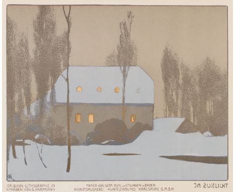 GUSTAV KAMPMANN   Boppard 1859 - 1917 Bad Godesberg: Im Zwielicht (Reklameblatt für die Papierfabrik Buhl in Ettlingen) - Sch